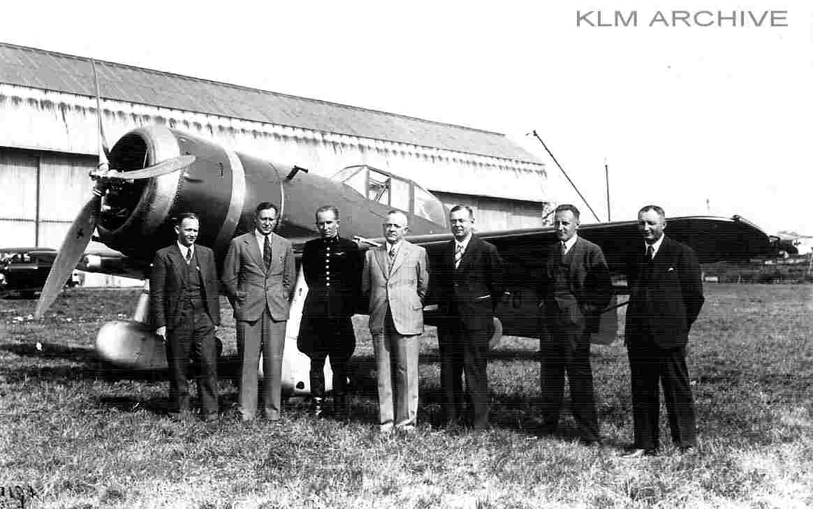 Latvian delegation visiting Fokker factory. O.H.Dzervitis second from the left.